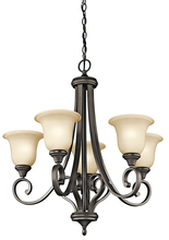 Kichler 43156OZ - Monroe 29.5" 5 Light Chandelier with Light Umber Etched Glass in Olde Bronze®