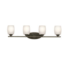 Kichler 5099OZS - Eileen 33.75" 4 Light Vanity Light with Satin Etched Cased Opal Glass in Olde Bronze®