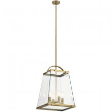 Kichler 52124BNB - Darton 25.75" 4 Light Large Foyer Pendant with Clear Glass in Brushed Natural Brass