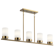 Kichler 52430BNB - Ciona™ 43" 5 Light Linear Chandelier with Round Ribbed Glass Brushed Natural Brass