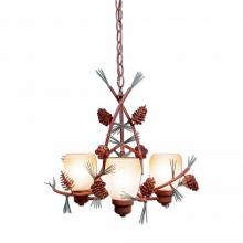 Avalanche Ranch Lighting A40920ET-04 - Sienna Chandelier Small - Pine Cone - Two-Toned Amber Egg Bell Glass - Pine Tree Green