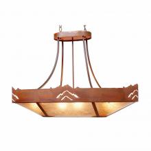 Avalanche Ranch Lighting A41141AL-HR-02 - Ridgemont Chandelier Oval - Mountain - Almond Mica Shade - Rust Patina Finish