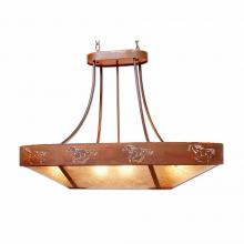 Avalanche Ranch Lighting A41159AL-HR-02 - Ridgemont Chandelier Oval - Horse Cutout - Almond Mica Shade - Rust Patina Finish