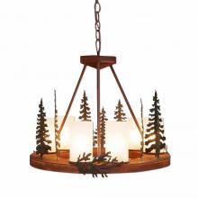 Avalanche Ranch Lighting A41543FC-03 - Wisley Chandelierd Small - Cedar Tree - Frosted Glass Bowl - Cedar Green-Rust Patina base Finish