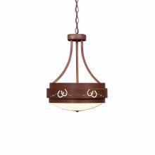 Avalanche Ranch Lighting A45086FC-02 - Northridge Foyer Chandelier Small - Barb Wire and Horseshoe Cutout - Frosted Glass Bowl
