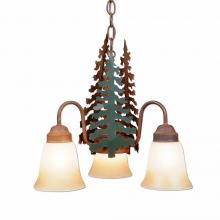 Avalanche Ranch Lighting H40343TT-03 - Sierra Mini-Chandelier - Cedar Tree - Two-Toned Amber Cream Bell Glass - Cedar Green