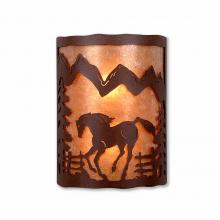 Avalanche Ranch Lighting M13335AL-27 - Cascade Sconce Large - Mountain Horse - Almond Mica Shade - Rustic Brown Finish