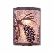 Avalanche Ranch Lighting M13340AL-27 - Cascade Sconce Large - Spruce Cone - Almond Mica Shade - Rustic Brown Finish