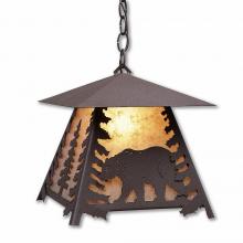 Avalanche Ranch Lighting M23625AL-CH-27 - Smoky Mountain Pendant Large - Mountain Bear - Almond Mica Shade - Rustic Brown Finish - Chain