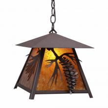 Avalanche Ranch Lighting M23640AM-CH-27 - Smoky Mountain Pendant Large - Spruce Cone - Amber Mica Shade - Rustic Brown Finish - Chain