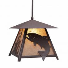 Avalanche Ranch Lighting M23681AL-ST-27 - Smoky Mountain Pendant Large - Trout - Almond Mica Shade - Rustic Brown Finish - Adjustable Stem