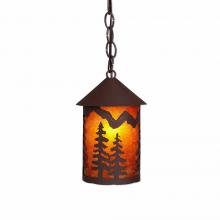 Avalanche Ranch Lighting M24414AM-CH-27 - Cascade Pendant Small - Spruce Tree - Amber Mica Shade - Rustic Brown Finish - Chain