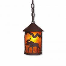 Avalanche Ranch Lighting M24427AM-CH-27 - Cascade Pendant Small - Mountain Moose - Amber Mica Shade - Rustic Brown Finish - Chain