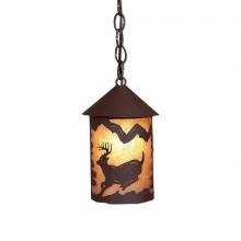 Avalanche Ranch Lighting M24430AL-CH-27 - Cascade Pendant Small - Mountain Deer - Almond Mica Shade - Rustic Brown Finish - Chain
