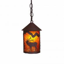 Avalanche Ranch Lighting M24433AM-CH-27 - Cascade Pendant Small - Mountain Elk - Amber Mica Shade - Rustic Brown Finish - Chain