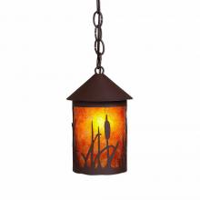 Avalanche Ranch Lighting M24465AM-CH-27 - Cascade Pendant Small - Cattails - Amber Mica Shade - Rustic Brown Finish - Chain