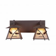 Avalanche Ranch Lighting M35220AL-27 - Smoky Mountain Double Bath Vanity Light - Pine Cone - Almond Mica Shade - Rustic Brown Finish