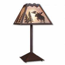 Avalanche Ranch Lighting M62522AL-27 - Rocky Mountain Table Lamp - Alaska Moose - Almond Mica Shade - Rustic Brown Finish
