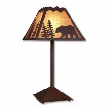 Avalanche Ranch Lighting M62525AL-27 - Rocky Mountain Table Lamp - Mountain Bear - Almond Mica Shade - Rustic Brown Finish