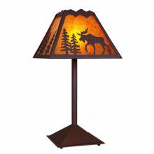 Avalanche Ranch Lighting M62527AM-27 - Rocky Mountain Table Lamp - Mountain Moose - Amber Mica Shade - Rustic Brown Finish