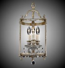 American Brass & Crystal LT2208-A-01G-PI - 3 Light 8 inch Lantern with Clear Curved glass & Crystal