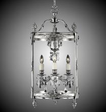 American Brass & Crystal LT2213-A-01G-PI - 3 Light 13 inch Lantern with Clear Curved glass & Crystal