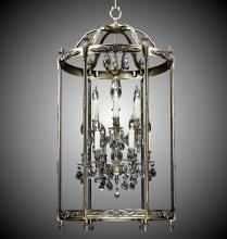 American Brass & Crystal LT2224-A-01G-PI - 6+6 Light 24 inch Lantern with Clear Curved glass & Crystal