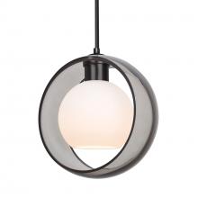 Besa Lighting 1JC-MANASM-BK - Besa Mana Pendant, Smoke/Opal, Black Finish, 1x60W MAX E26 Base