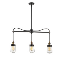 Savoy House 1-2062-3-51 - Macauley 3-Light Linear Chandelier in Vintage Black with Warm Brass