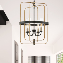 Savoy House 3-8072-4-51 - Kearney 4-Light Pendant in Vintage Black with Warm Brass