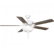 Progress P250082-030-WB - AirPro 52 in. White 5-Blade AC Motor Transitional Ceiling Fan with Light