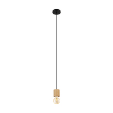 Eglo 99078A - Turialdo - Open Bulb Single Light Pendant Natural Wood and Black Finish 1-60W