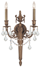 Crystorama 752-MB-CL-MWP - Crystorama 2 Light Clear Crystal Matte Brass Cast Brass Wall Mount