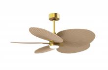 Matthews Fan Company AKTPLK-BRBR-LM - Alessandra Tropical 5-blade ceiling fan in Brushed Brass and Light Maple blades.