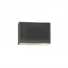 Justice Design Group CER-5640-GRY-LED1-1000 - Small ADA Wide Rectangle LED Wall Sconce - Closed Top