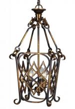 Mariana 980025 - Three Light Torched Copper Open Frame Foyer Hall Fixture