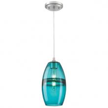 Westinghouse 6366300 - Mini Pendant Brushed Nickel Finish Turquoise Glass