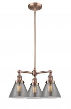 Innovations Lighting 207-AC-G43 - Cone - 3 Light - 22 inch - Antique Copper - Stem Hung - Chandelier