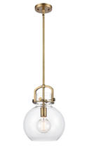 Innovations Lighting 410-1S-BB-10CL - Newton Sphere - 1 Light - 10 inch - Brushed Brass - Stem Hung - Mini Pendant