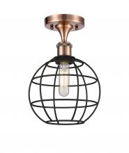 Innovations Lighting 516-1C-AC-CE-8-BK - Lake Placid - 1 Light - 8 inch - Antique Copper - Semi-Flush Mount