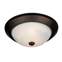 Golden 1260-15 RBZ - Three Light Rubbed Bronze Marbled Glass Bowl Flush Mount