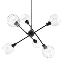 Golden 1945-6 BLK-GLOBE-SD - Axel 6 Light Chandelier (with shades)