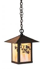 Arroyo Craftsman EH-9SFAM-BZ - 9" evergreen pendant with sycamore filigree