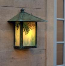 Arroyo Craftsman EW-12PFAM-BZ - 12" evergreen flush wall mount with pine needle filigree