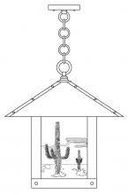 Arroyo Craftsman TRH-16CTAM-AB - 16" Timber Ridge Pendant With Cactus  Filigree