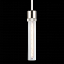 ZEEV Lighting P11707-E26-PN-G1 - 3" E26 Cylindrical Pendant Light, 12" Clear Glass and Polished Nickel Finish