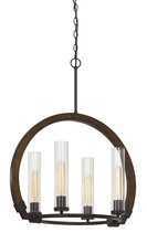 CAL Lighting FX-3691-4 - 60W X 4 Sulmona Wood/Metal Chandelier With Glass Shade (Edison Bulbs Not inlcluded)