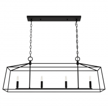 Hunter 13099 - Hunter Fair Oaks Flat Matte Black 4 Light Chandelier Ceiling Light Fixture