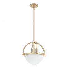 Hunter 19234 - Hunter Wedgefield Alturas Gold with Frosted Cased White Glass 1 Light Pendant Ceiling Light Fixture