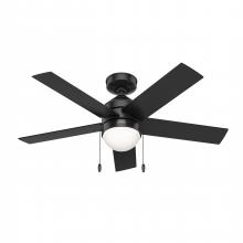 Hunter 51357 - Hunter 44 inch Rogers Matte Black Ceiling Fan with LED Light Kit and Pull Chain